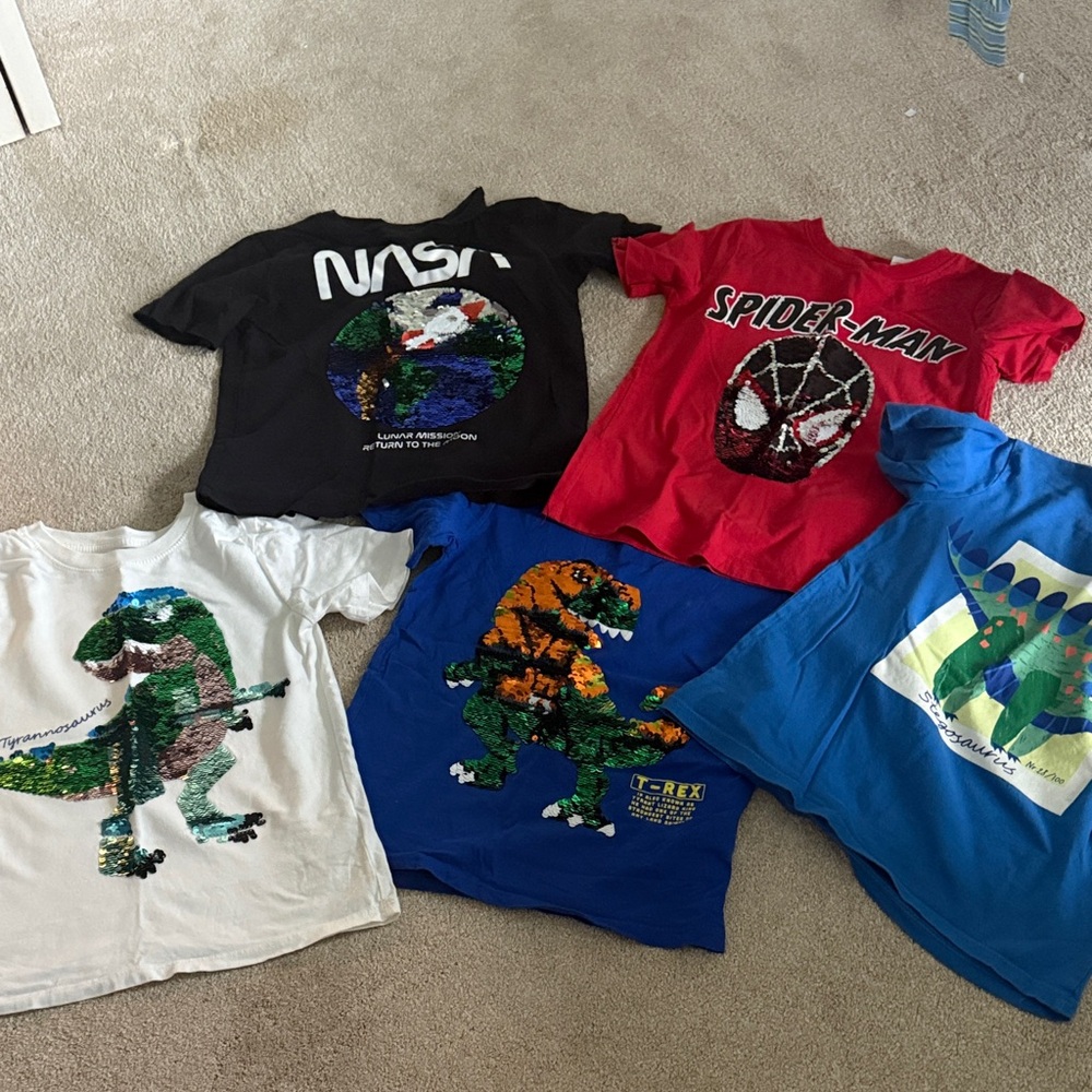 H&M Red Spider-Man Sequin Graphic Tees for Kids. Price for all 5.